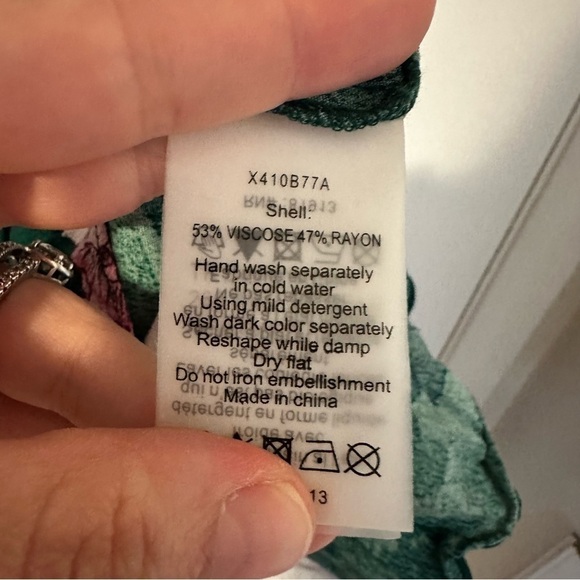 Anthropologie Green Floral Ruffle Trim Dress - Picture 6 of 6